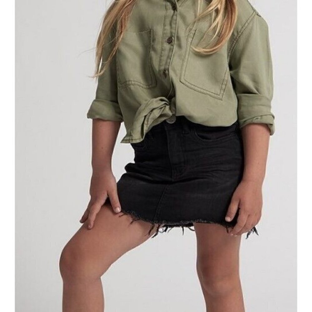 New One Teaspoon Denim Mini Skirt Girls 7-8 Black Punk 2020 Stretch HW